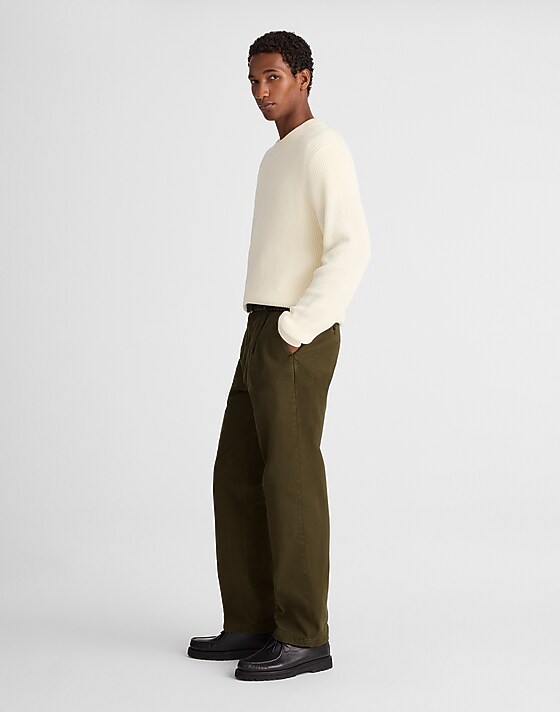 Madewell Pleated Twill Trousers Olive Drab
