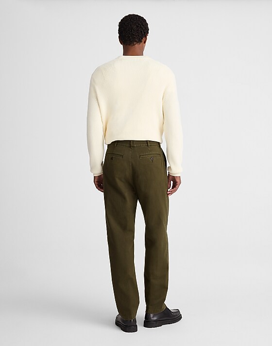 Madewell Pleated Twill Trousers Olive Drab