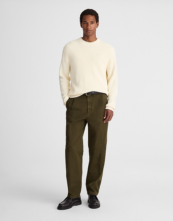 madewell Pleated Twill Trousers olive drab