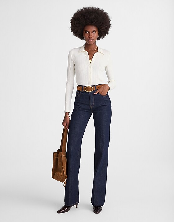 Madewell Pointelle-Knit Cardigan Top Vintage Ivory