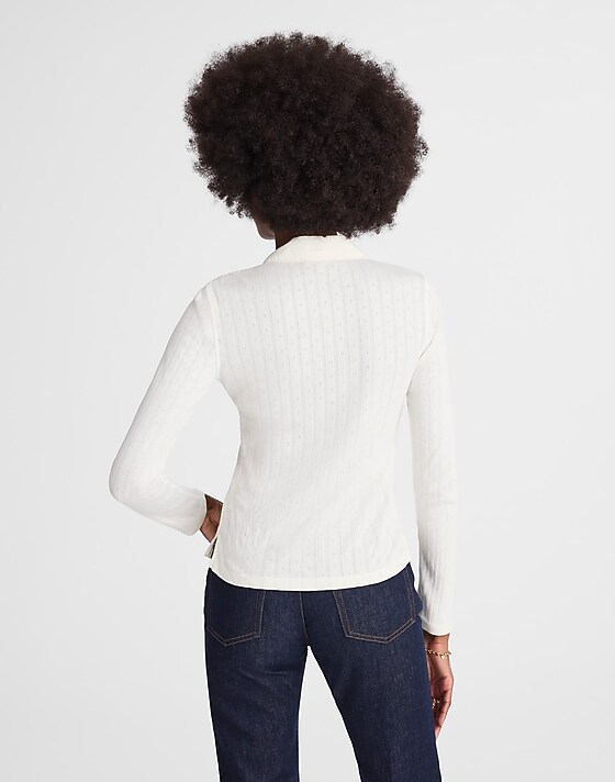 Madewell Pointelle-Knit Cardigan Top Vintage Ivory