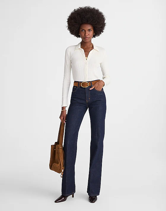 Madewell Pointelle-Knit Cardigan Top Vintage Ivory