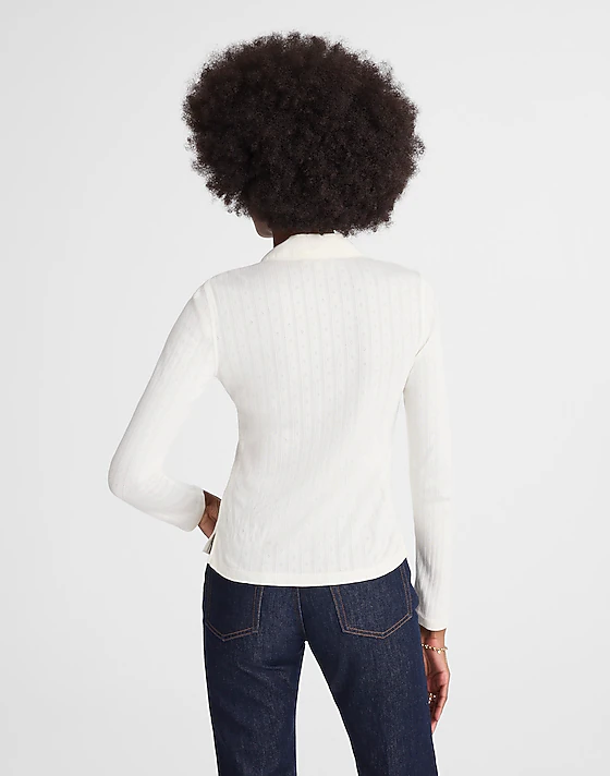 Madewell Pointelle-Knit Cardigan Top Vintage Ivory