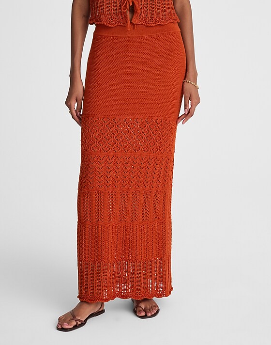 Madewell Pointelle-Stitch Maxi Skirt Rustic Flame