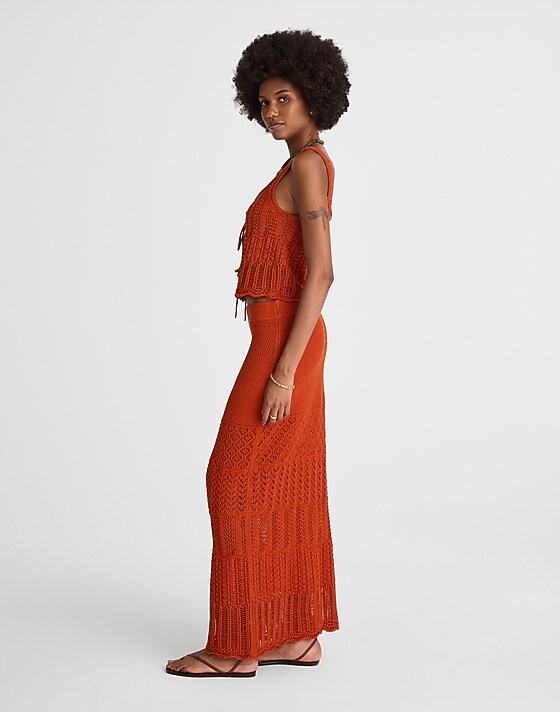 Madewell Pointelle-Stitch Maxi Skirt Rustic Flame