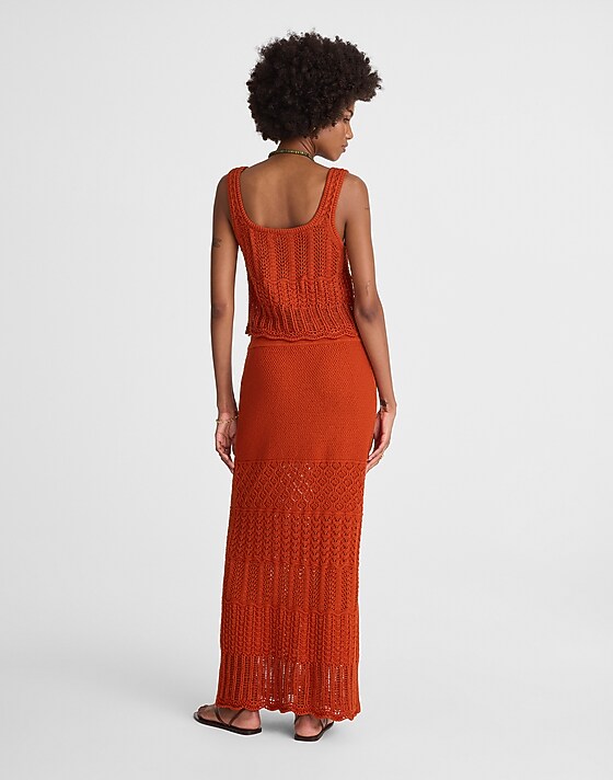 Madewell Pointelle-Stitch Maxi Skirt Rustic Flame