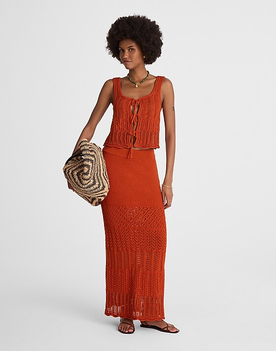 madewell Pointelle-Stitch Maxi Skirt rustic flame