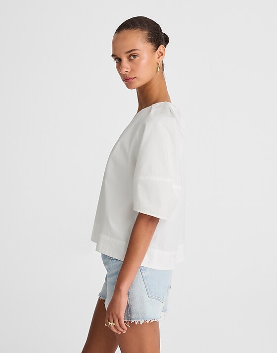 Madewell Poplin Lace-Up Top White