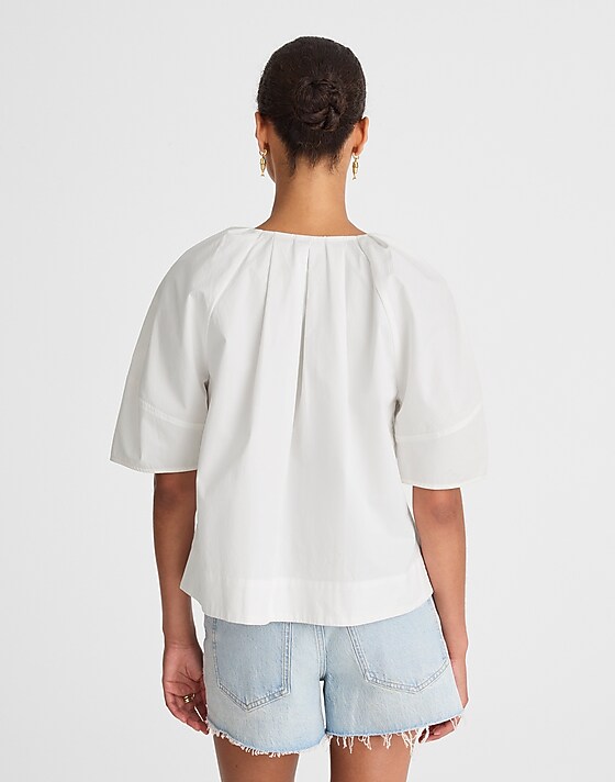 Madewell Poplin Lace-Up Top White