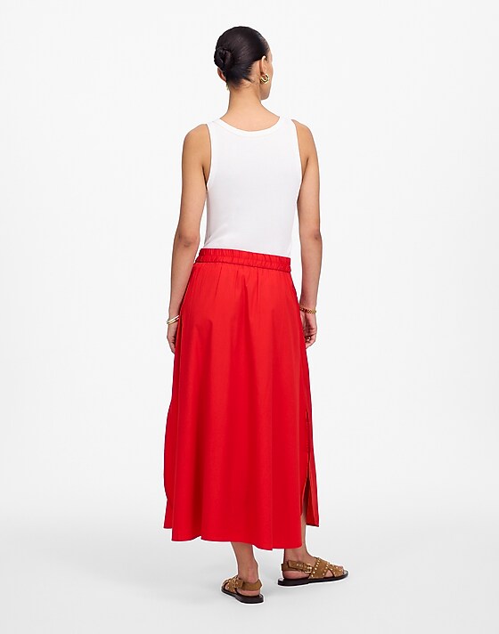 Madewell Poplin Midi Skirt Cerise