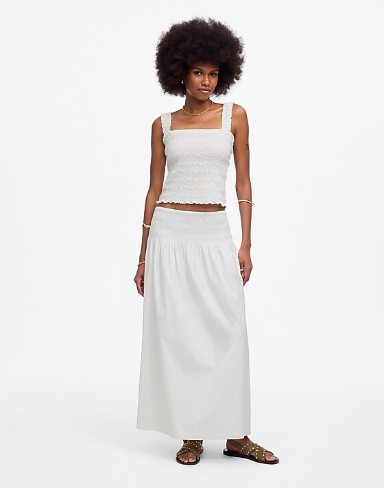 Madewell Poplin Smocked Tank White