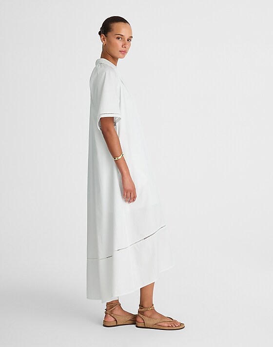 Madewell Poplin Splitneck Midi Shirtdress White