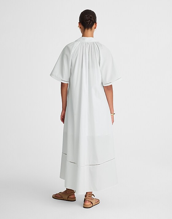 Madewell Poplin Splitneck Midi Shirtdress White