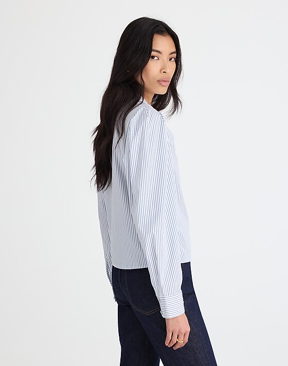Madewell Puff-Sleeve Button-Up Shirt Hydrangea