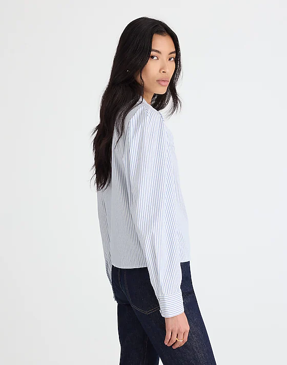 Madewell Puff-Sleeve Button-Up Shirt Hydrangea