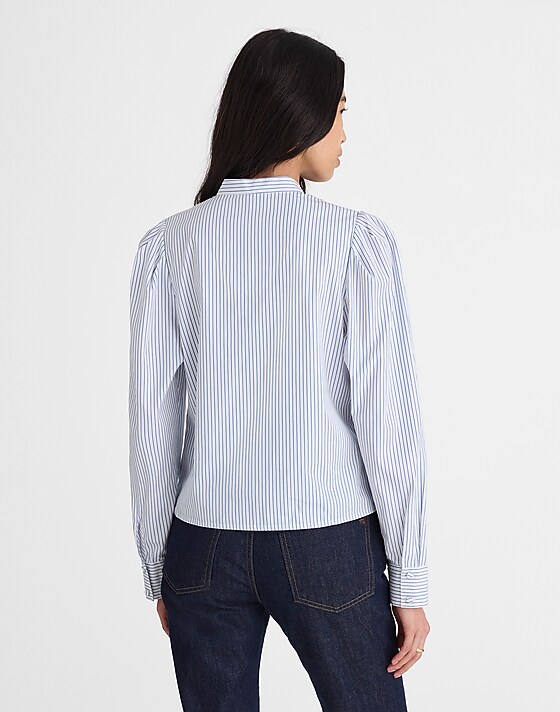 Madewell Puff-Sleeve Button-Up Shirt Hydrangea