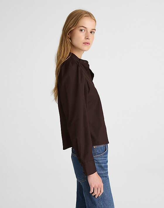 Madewell Puff-Sleeve Button-Up Shirt Molasses