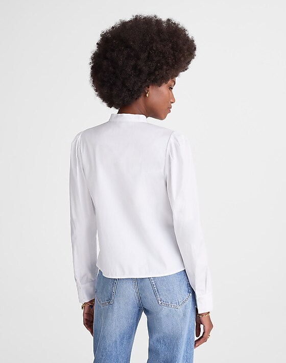 Madewell Puff-Sleeve Button-Up Shirt White