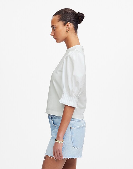 Madewell Puff-Sleeve Knit Top White