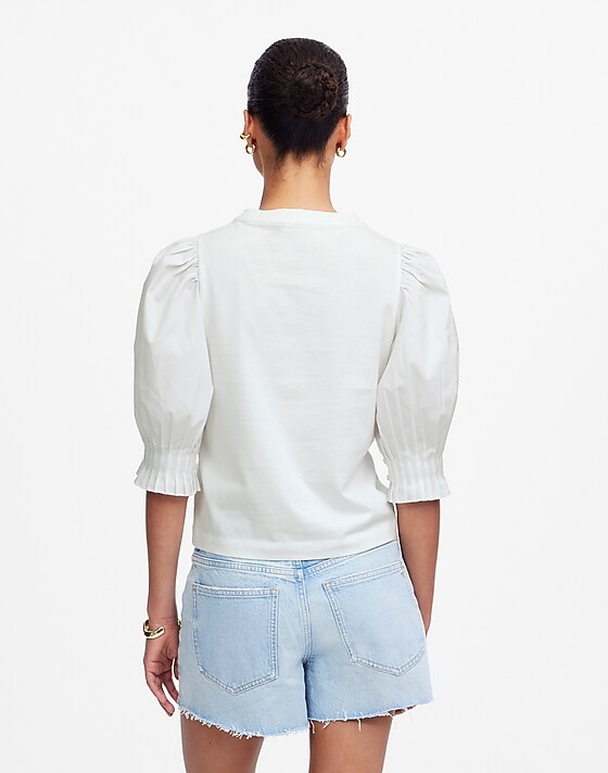 Madewell Puff-Sleeve Knit Top White