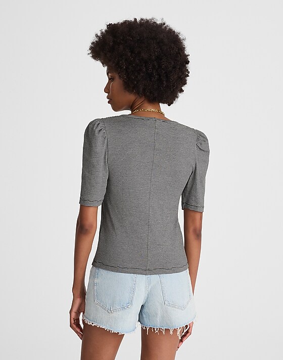 Madewell Puff-Sleeve Scoopneck Tee Jet Black