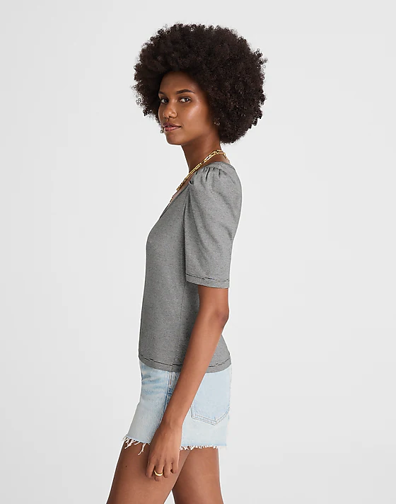 Madewell Puff-Sleeve Scoopneck Tee Jet Black