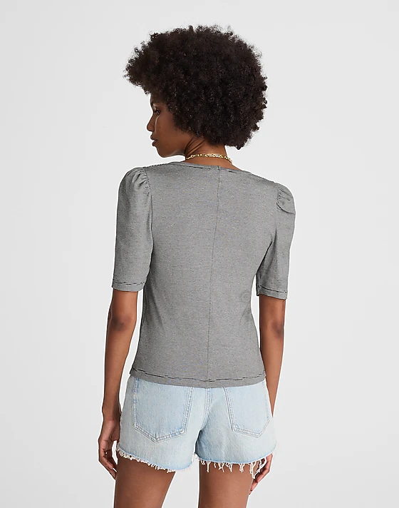 Madewell Puff-Sleeve Scoopneck Tee Jet Black