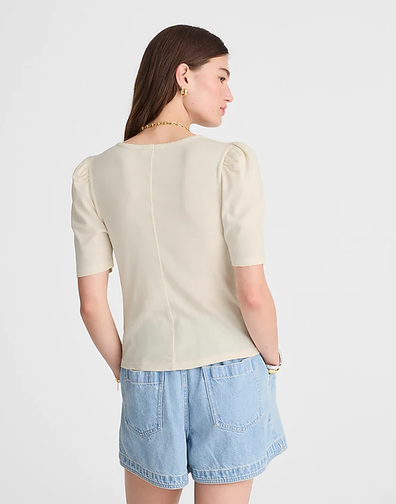 Madewell Puff-Sleeve Scoopneck Tee Vintage Ivory