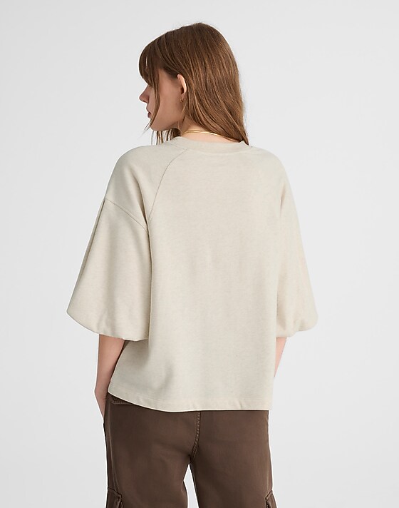 Madewell Puff-Sleeve Sweatshirt Tee Hthr Natural