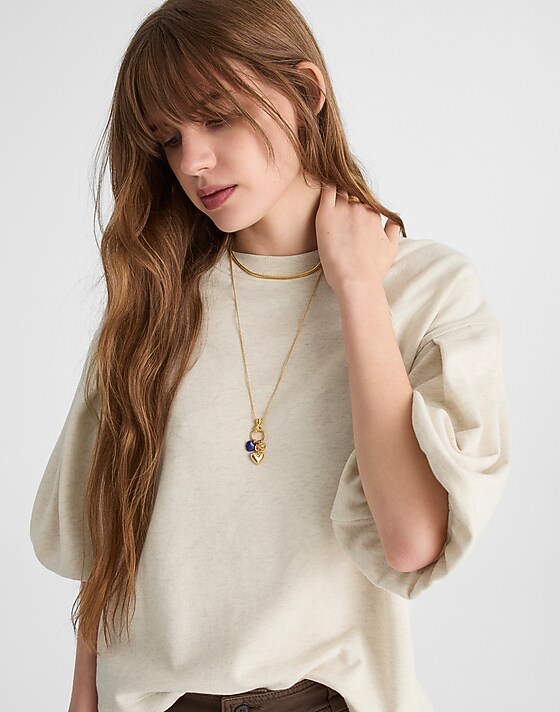 madewell Puff-Sleeve Sweatshirt Tee hthr natural
