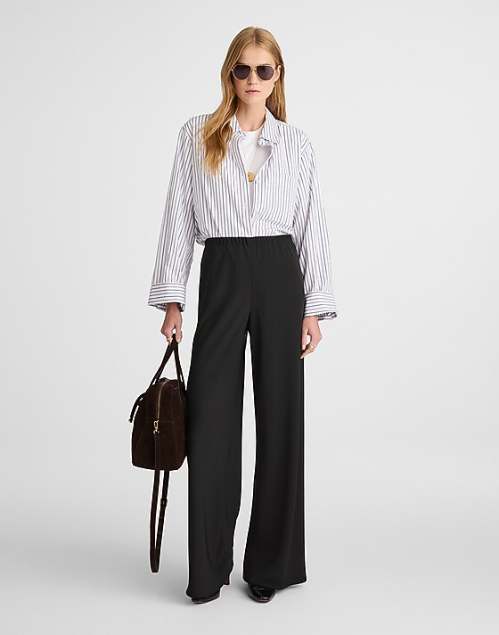 madewell Pull-On Pants in Crepe jet black