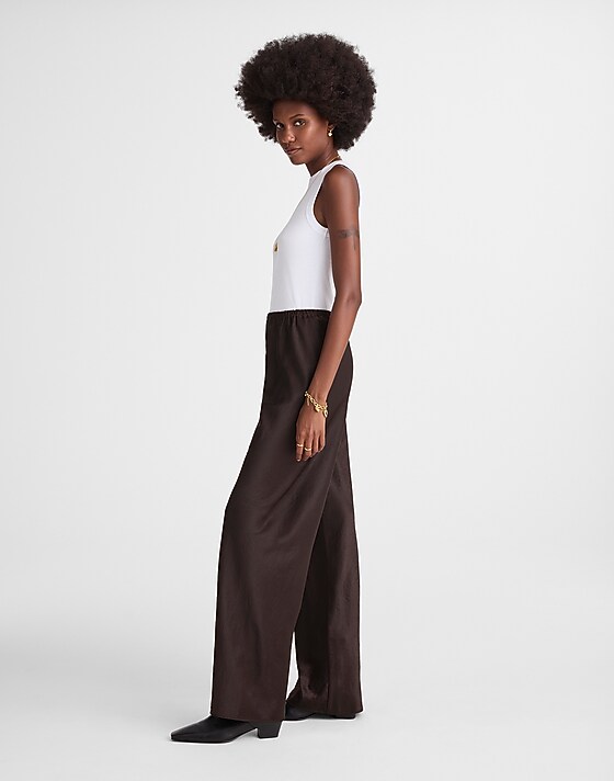 Madewell Pull-On Pants In Satin Black Walnut