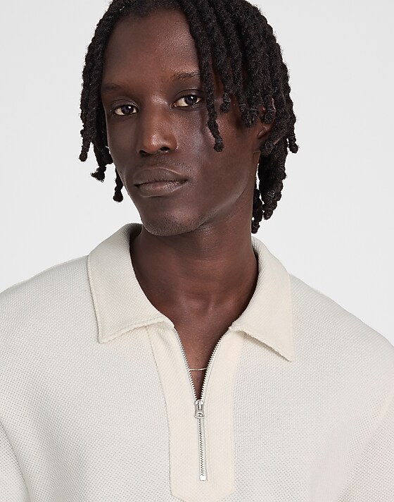 madewell Quarter-Zip Pique Polo Shirt lighthouse