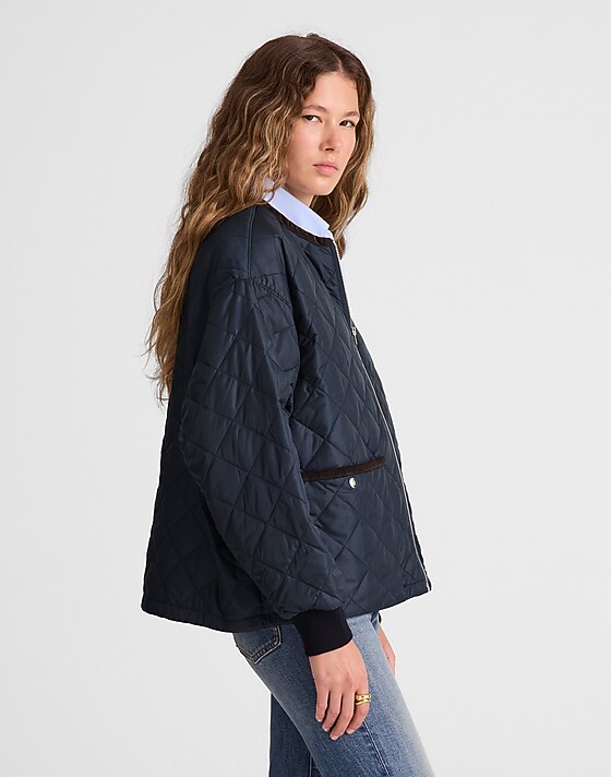 Madewell Quilted Bomber Jacket Dark Navy