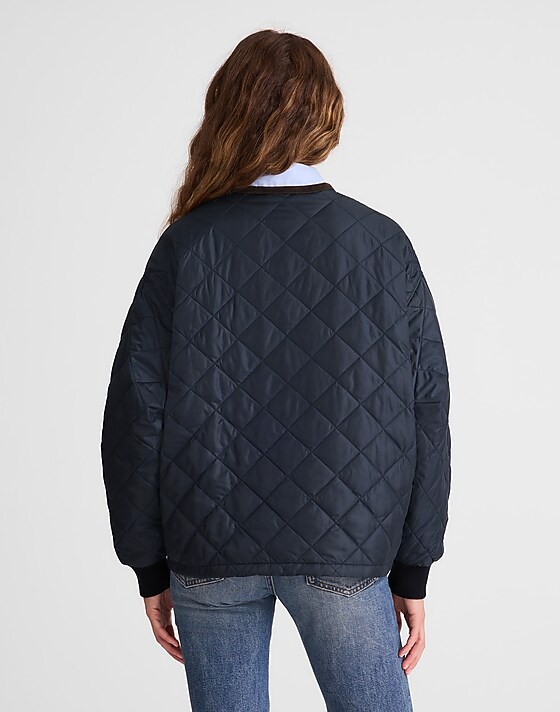 Madewell Quilted Bomber Jacket Dark Navy