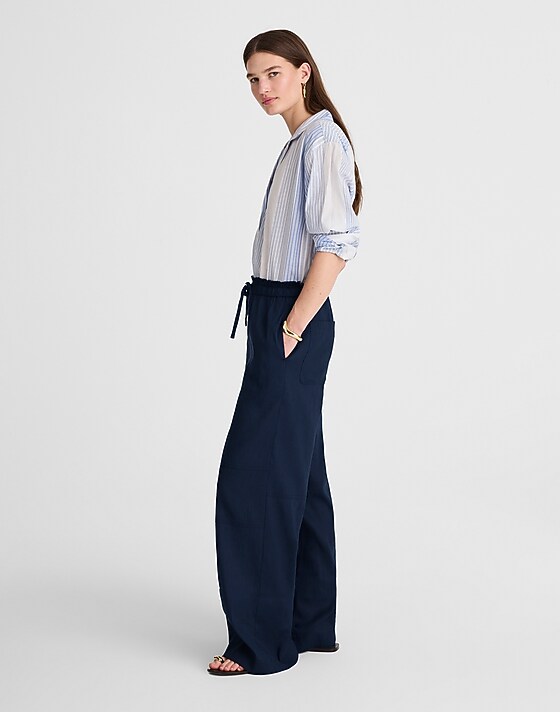 Madewell Raw-Edge Drawstring Pant Juniper Berry