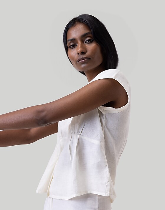 Madewell Reistor Deep V-Neck Top Ivory White