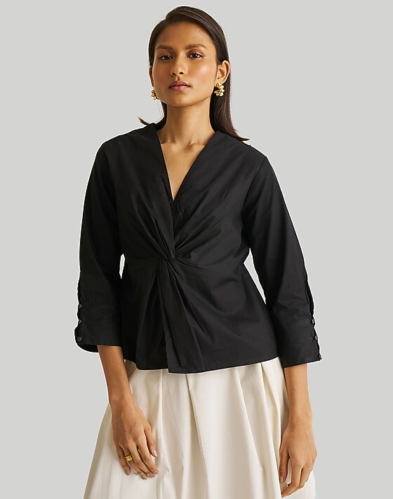 madewell Reistor Front Twist Top black