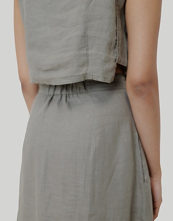 Madewell Reistor Overlap Midi Skirt Dark Green