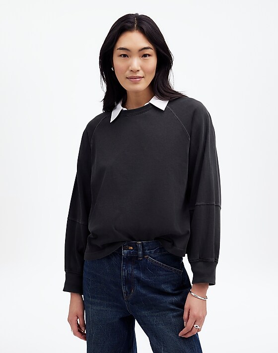 madewell Relaxed Long-Sleeve Raglan Tee black coal