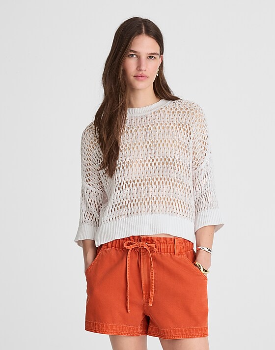 Madewell Relaxed Open-Stitch Sweater Tee White