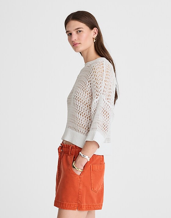 Madewell Relaxed Open-Stitch Sweater Tee White