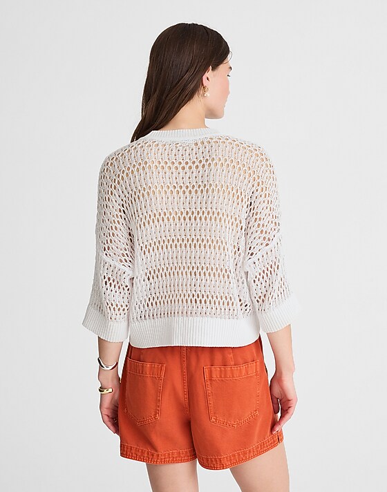 Madewell Relaxed Open-Stitch Sweater Tee White
