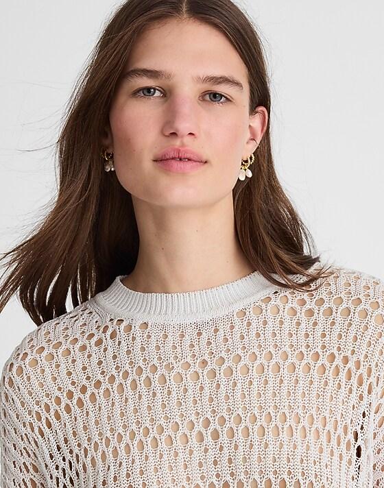 madewell Relaxed Open-Stitch Sweater Tee white