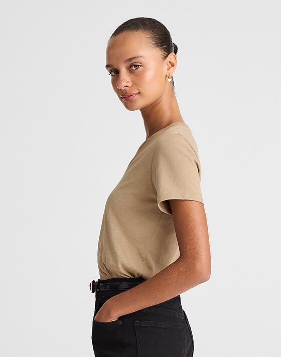 Madewell Relaxed V-Neck Tee In Soft Slub Wet Stone