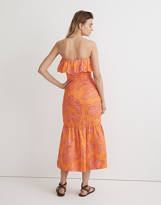Madewell Rhode Thea Midi Dress Coral Reef Grande
