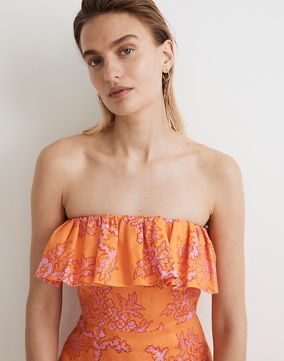 Madewell Rhode Thea Midi Dress Coral Reef Grande