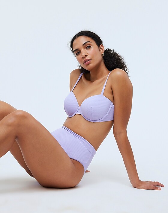 Madewell Ribbed Balconette Bikini Top True Black