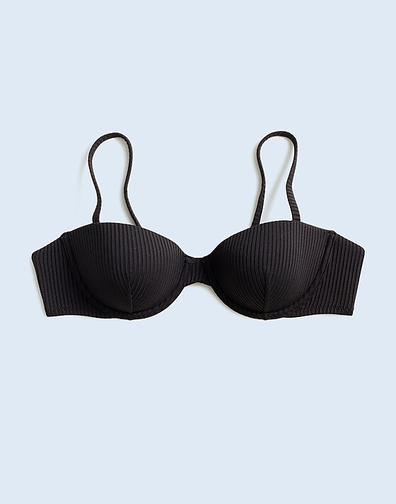 madewell Ribbed Balconette Bikini Top true black