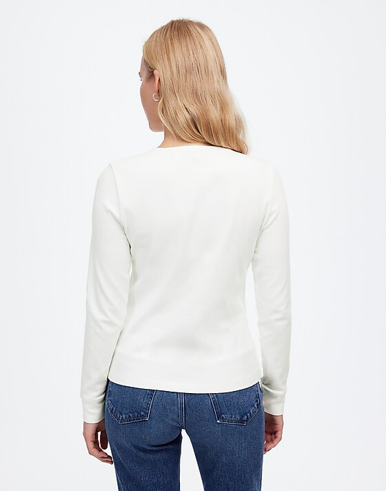 Madewell Ribbed Button-Front Cardigan Eyelet White